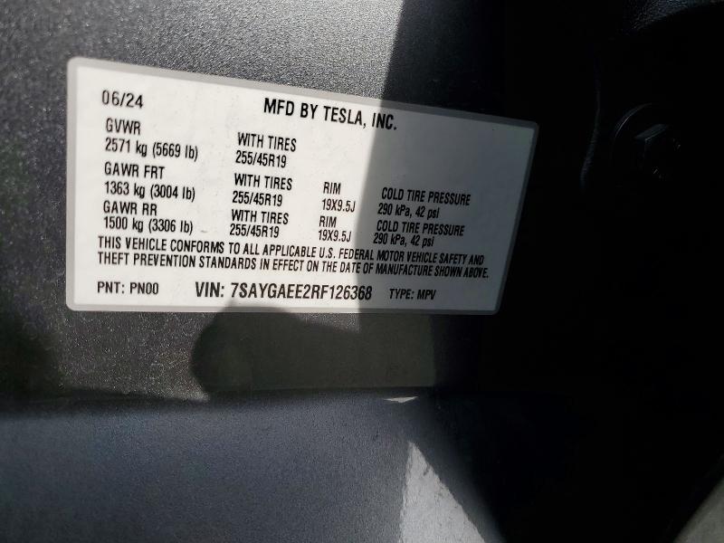 77108275 :رقم المزاد ، 7SAYGAEE2RF126368 vin ، 2024 Tesla Model Y مزاد بيع