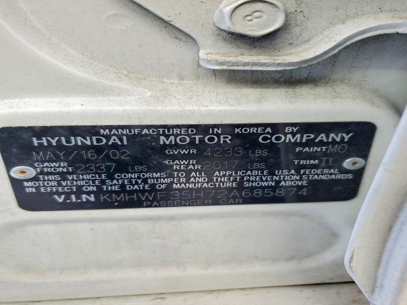 Aukcja sprzedaży 2002 Hyundai Sonata, vin: KMHWF35H72A685874, numer aukcji: 79244945