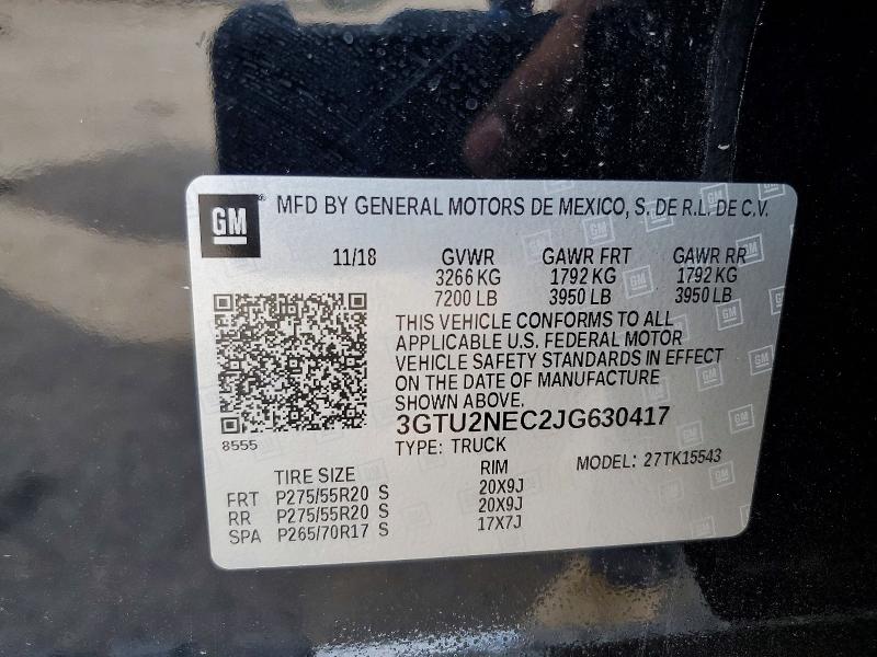 Продажа на аукционе авто 2018 Gmc Sierra, vin: 3GTU2NEC2JG630417, номер лота: 78355945