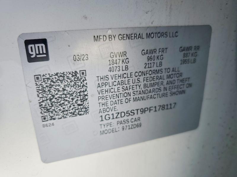 Продажа на аукционе авто 2023 Chevrolet Malibu, vin: 1G1ZD5ST9PF178117, номер лота: 78465635