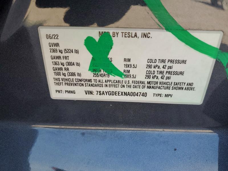 Aukcja sprzedaży 2022 Tesla Model Y, vin: 7SAYGDEEXNA004740, numer aukcji: 76491345
