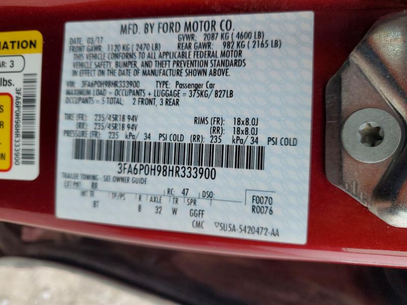 Продажа на аукционе авто 2017 Ford Fusion, vin: 3FA6P0H98HR333900, номер лота: 78706615