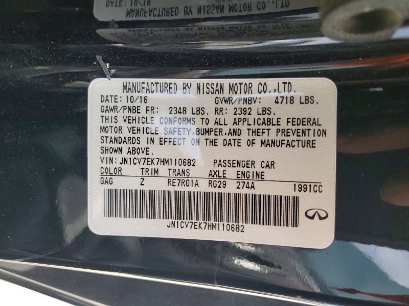 77015445 :رقم المزاد ، JN1CV7EK7HM110682 vin ، 2017 Infiniti Q60 مزاد بيع