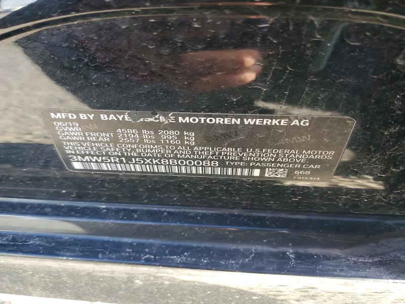 Продаж на аукціоні авто 2019 Bmw 330i, vin: 3MW5R1J5XK8B00088, номер лоту: 78812525