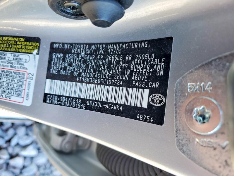 76387965 :رقم المزاد ، 4T1BK36B66U102784 vin ، 2006 Toyota Avalon مزاد بيع