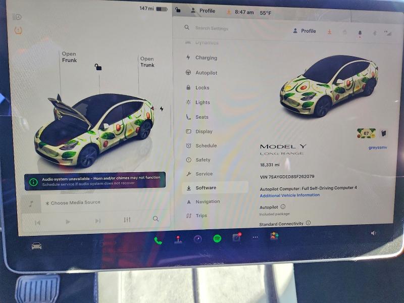 2025 Tesla Model Y მანქანა იყიდება აუქციონზე, vin: 7SAYGDED8SF262079, აუქციონის ნომერი: 74430915