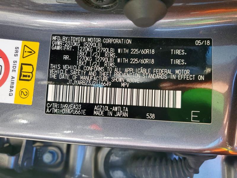 Aukcja sprzedaży 2018 Lexus Nx, vin: JTJYARBZ3J2116649, numer aukcji: 78268825