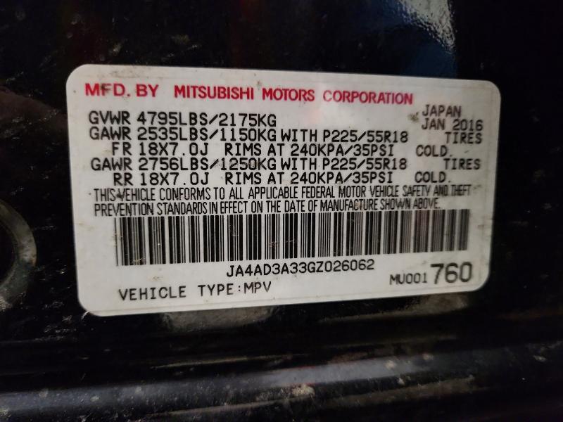 Aukcja sprzedaży 2016 Mitsubishi Outlander, vin: JA4AD3A33GZ026062, numer aukcji: 75657685