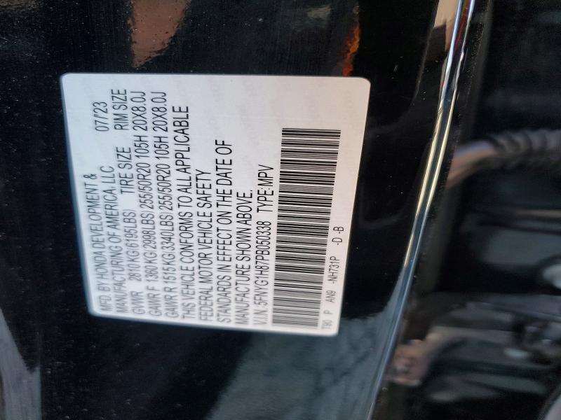 Продаж на аукціоні авто 2023 Honda Pilot, vin: 5FNYG1H87PB050338, номер лоту: 79093595