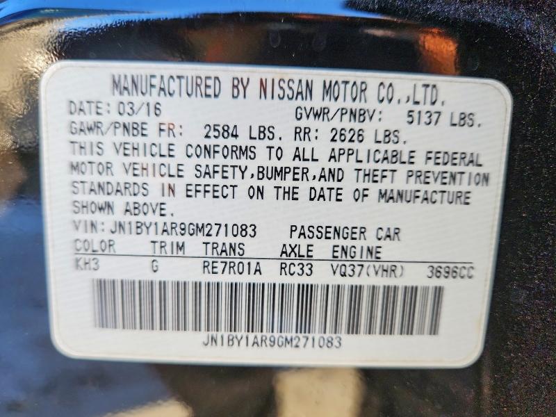 Aukcja sprzedaży 2016 Infiniti Q70, vin: JN1BY1AR9GM271083, numer aukcji: 74753735