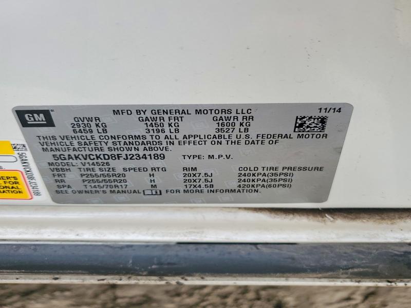 2015 Buick Enclave მანქანა იყიდება აუქციონზე, vin: 5GAKVCKD8FJ234189, აუქციონის ნომერი: 78748625