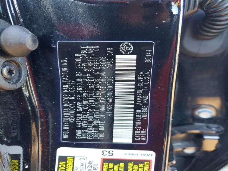 Продаж на аукціоні авто 2022 Toyota Camry, vin: 4T1K61AK9NU707333, номер лоту: 75238155