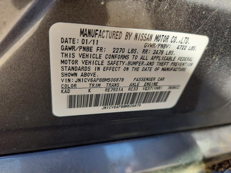 Aukcja sprzedaży 2011 Infiniti G37 Sedan, vin: JN1CV6AP8BM506879, numer aukcji: 74052145