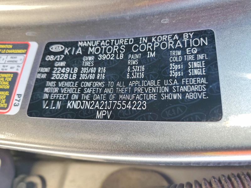 Aukcja sprzedaży 2018 Kia Soul, vin: KNDJN2A21J7554223, numer aukcji: 75879275