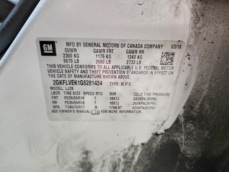 Продажа на аукционе авто 2016 Gmc Terrain, vin: 2GKFLVEK1G6281434, номер лота: 77969065