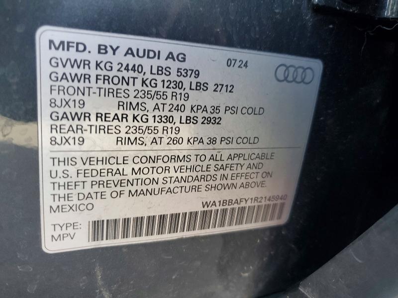Aukcja sprzedaży 2024 Audi Q5, vin: WA1BBAFY1R2145940, numer aukcji: 78380885