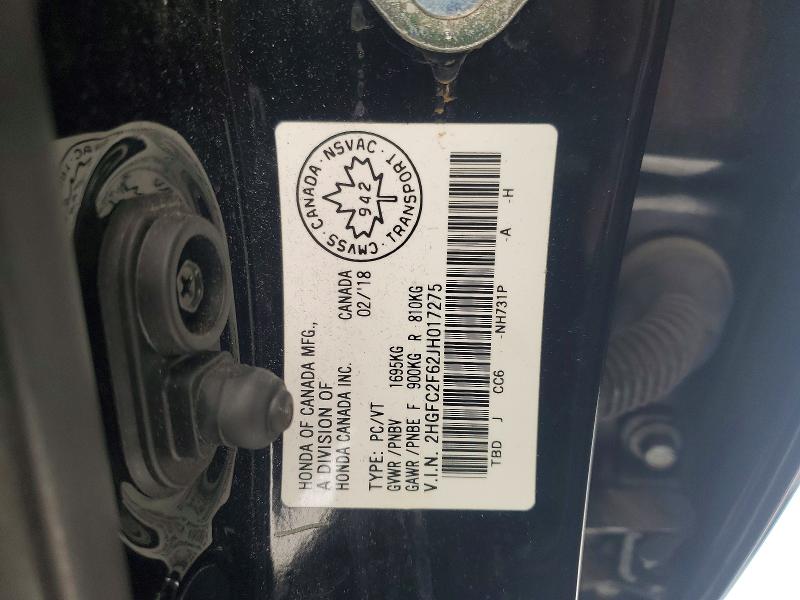 Aukcja sprzedaży 2018 Honda Civic, vin: 2HGFC2F62JH017275, numer aukcji: 77307225