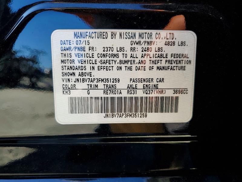 Продажа на аукционе авто 2015 Infiniti Q50, vin: JN1BV7AP3FM351259, номер лота: 77421405