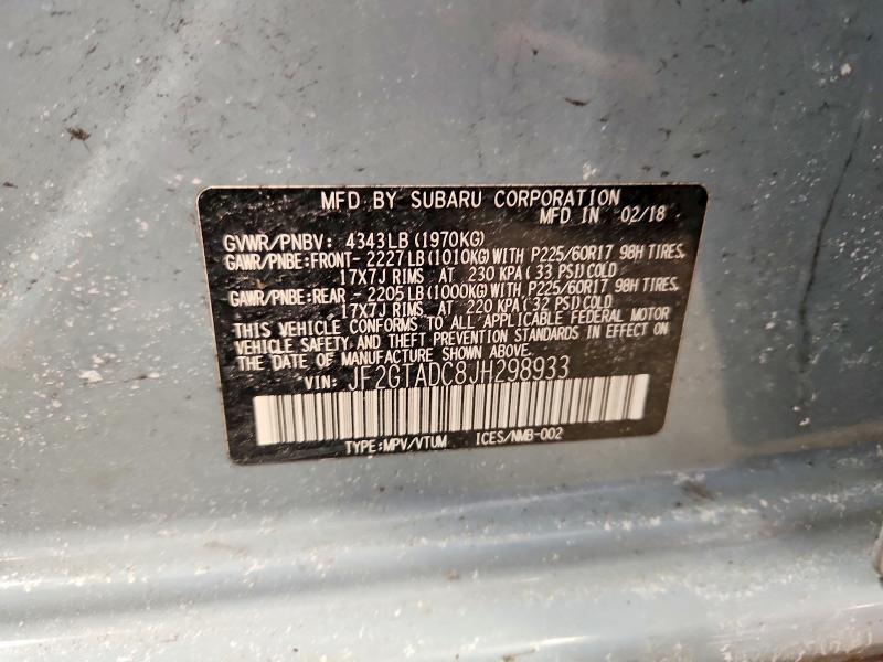 2018 Subaru Crosstrek მანქანა იყიდება აუქციონზე, vin: JF2GTADC8JH298933, აუქციონის ნომერი: 75631295