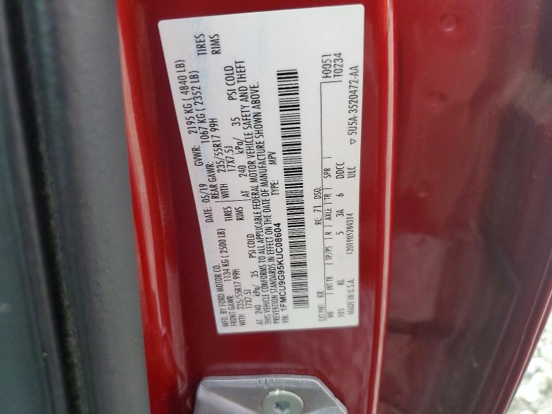 Aukcja sprzedaży 2019 Ford Escape, vin: 1FMCU9G95KUC08604, numer aukcji: 79055345