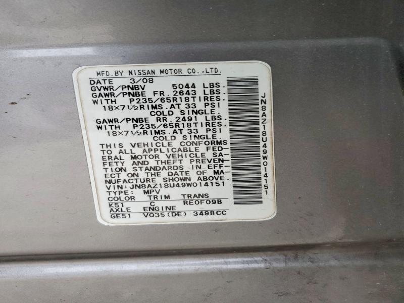 77849935 :رقم المزاد ، JN8AZ18U49W014151 vin ، 2009 Nissan Murano مزاد بيع