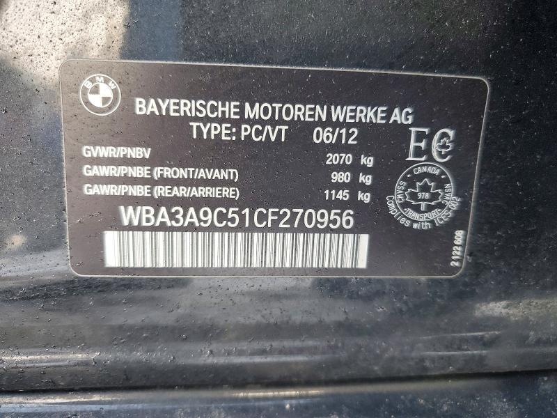 Aukcja sprzedaży 2012 Bmw 335, vin: WBA3A9C51CF270956, numer aukcji: 76016595