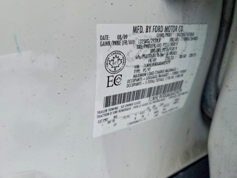 75870255 :رقم المزاد ، 1LNHL9ERXAG602429 vin ، 2010 Lincoln Townhouse Mks مزاد بيع