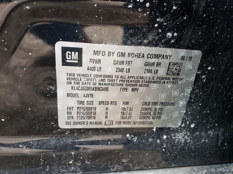 2019 Buick Encore მანქანა იყიდება აუქციონზე, vin: KL4CJGSM5KB963495, აუქციონის ნომერი: 77965185