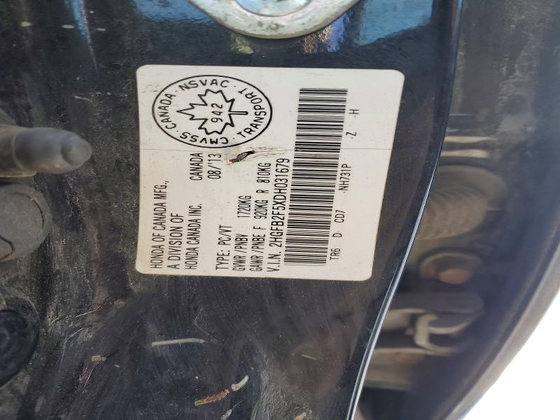 76346625 :رقم المزاد ، 2HGFB2F5XDH031679 vin ، 2013 Honda Civic مزاد بيع