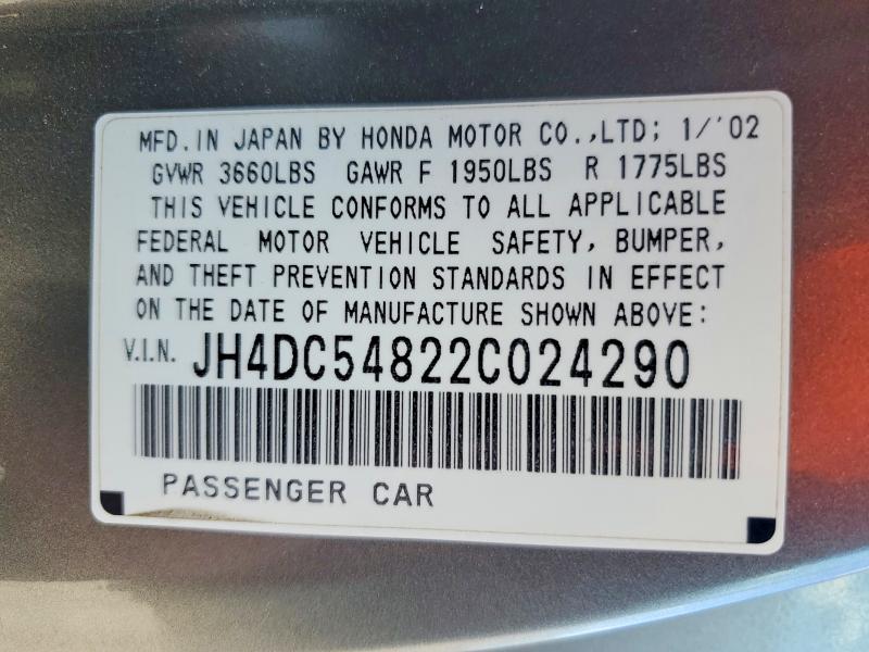 Продажа на аукционе авто 2002 Acura Rsx, vin: JH4DC54822C024290, номер лота: 77476815
