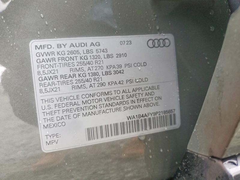 2023 Audi Sq5 მანქანა იყიდება აუქციონზე, vin: WA1B4AFY9P2185657, აუქციონის ნომერი: 79029345