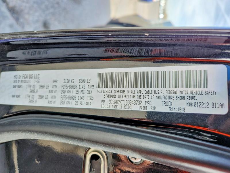 76388585 :رقم المزاد ، 3C6RR7KT1GG243732 vin ، 2016 Ram 1500 مزاد بيع