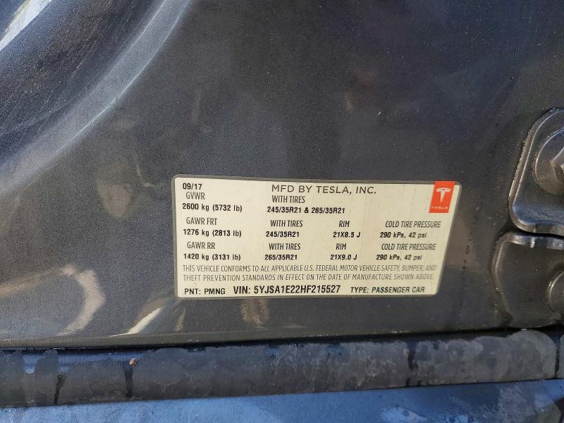 Aukcja sprzedaży 2017 Tesla Model S, vin: 5YJSA1E22HF215527, numer aukcji: 77348055