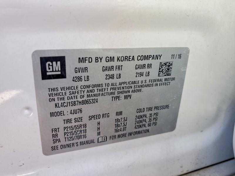 Auction sale of the 2017 Buick Encore, vin: KL4CJ1SB7HB065324, lot number: 75602415