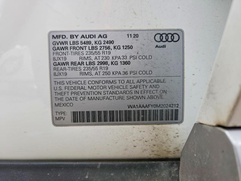 Продажа на аукционе авто 2021 Audi Q5, vin: WA1AAAFY0M2024212, номер лота: 77395255