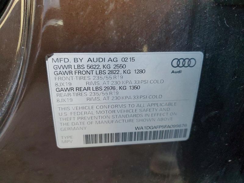 Aukcja sprzedaży 2015 Audi Q5, vin: WA1DGAFP5FA099676, numer aukcji: 77797555