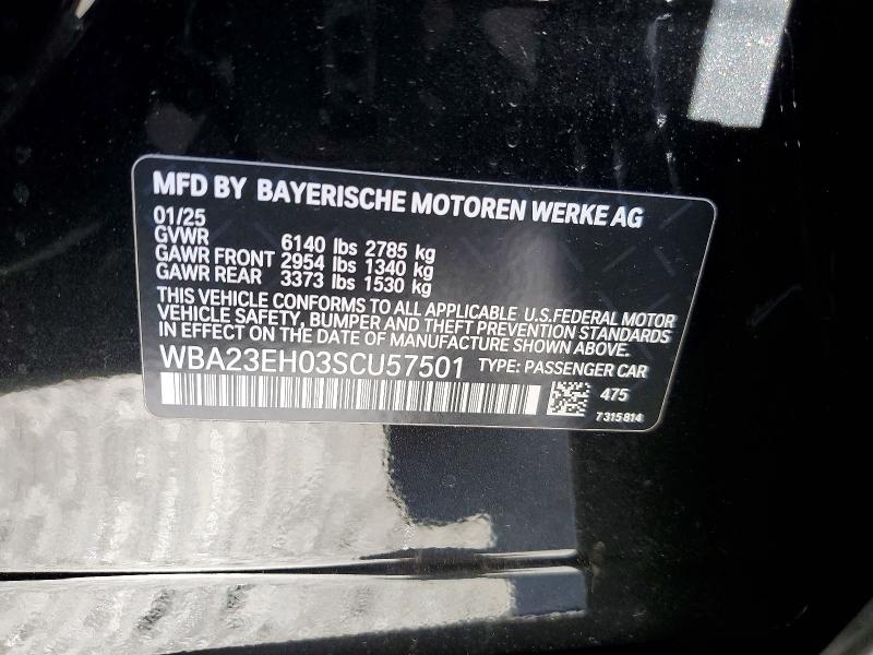 2025 Bmw 740 მანქანა იყიდება აუქციონზე, vin: WBA23EH03SCU57501, აუქციონის ნომერი: 78655975