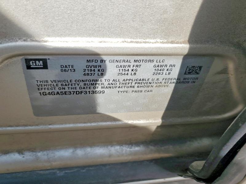 76428045 :رقم المزاد ، 1G4GA5E37DF313699 vin ، 2013 Buick Lacrosse مزاد بيع