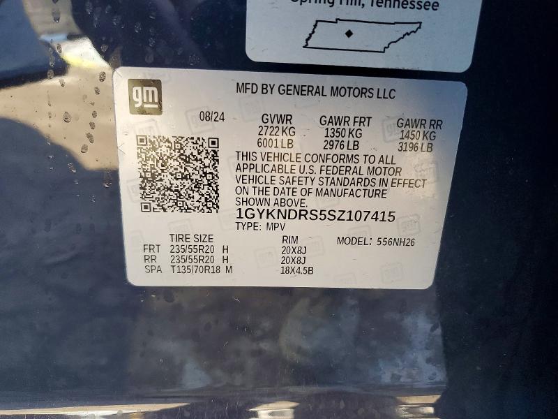77015625 :رقم المزاد ، 1GYKNDRS5SZ107415 vin ، 2025 Cadillac Xt5 مزاد بيع