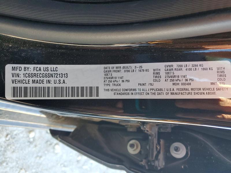 Auction sale of the 2025 Ram 1500, vin: 1C6SRECG6SN721313, lot number: 76163185