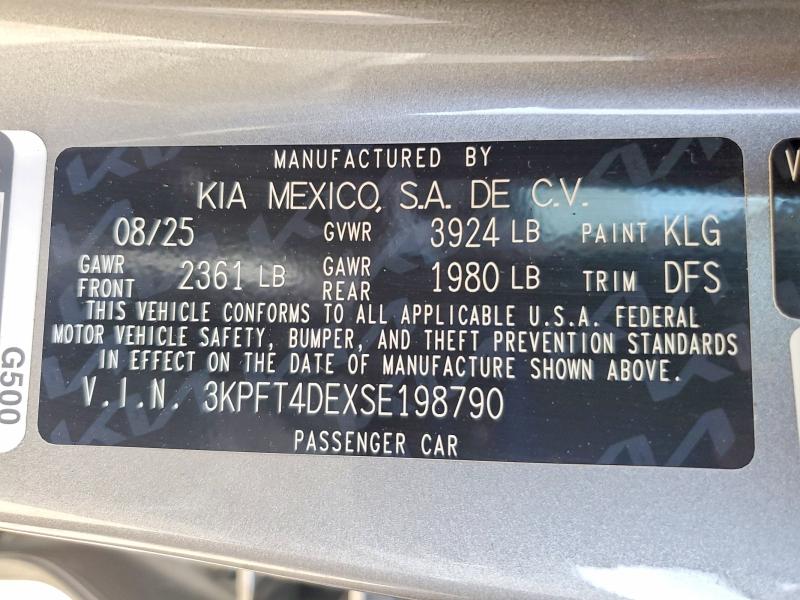 78642035 :رقم المزاد ، 3KPFT4DEXSE198790 vin ، 2025 Kia K4 مزاد بيع