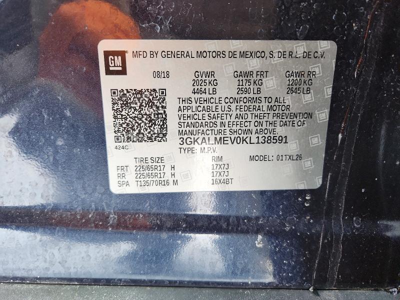 2019 Gmc Terrain მანქანა იყიდება აუქციონზე, vin: 3GKALMEV0KL138591, აუქციონის ნომერი: 77617375