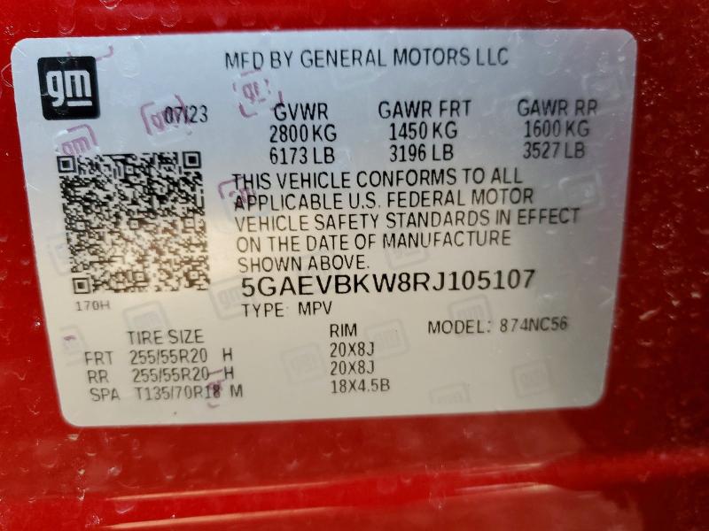 2024 Buick Enclave მანქანა იყიდება აუქციონზე, vin: 5GAEVBKW8RJ105107, აუქციონის ნომერი: 78682725