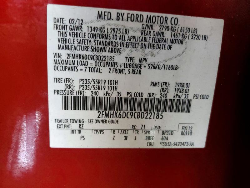 Продажа на аукционе авто 2012 Ford Flex, vin: 2FMHK6DC9CBD22185, номер лота: 76458805