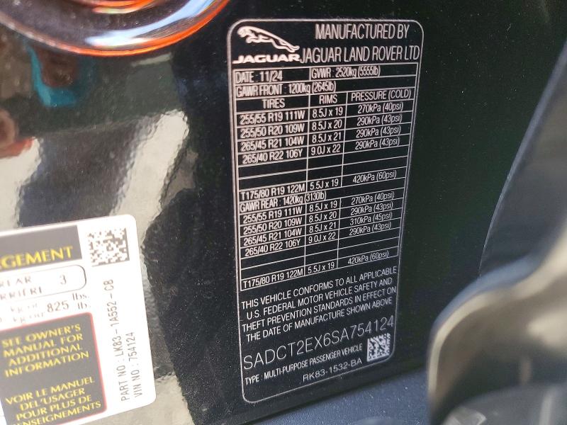 Продаж на аукціоні авто 2025 Jaguar F-pace, vin: SADCT2EX6SA754124, номер лоту: 78533185