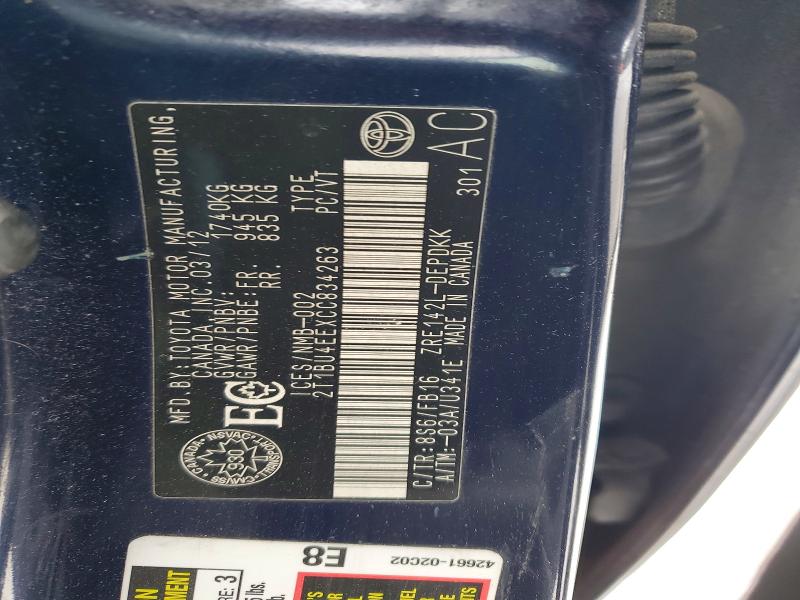 Продаж на аукціоні авто 2012 Toyota Corolla, vin: 2T1BU4EEXCC834263, номер лоту: 77592135