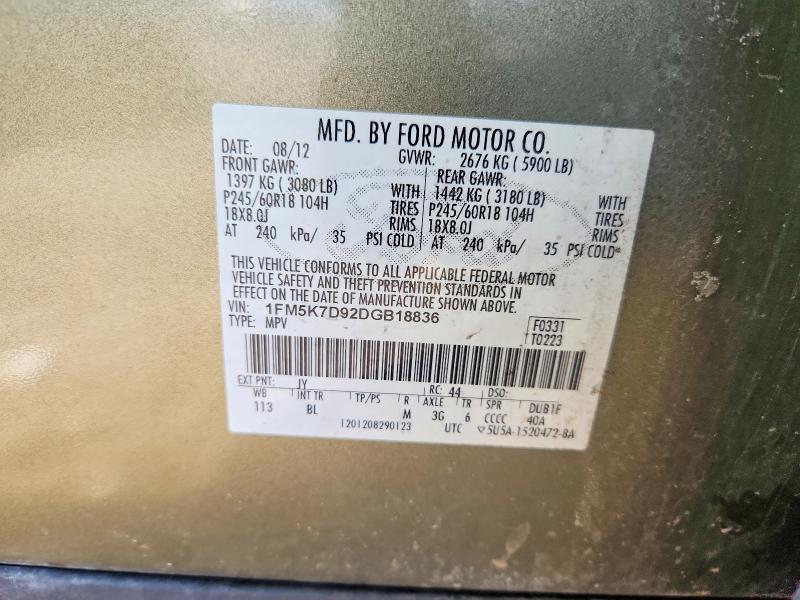 Aukcja sprzedaży 2013 Ford Explorer, vin: 1FM5K7D92DGB18836, numer aukcji: 76972995