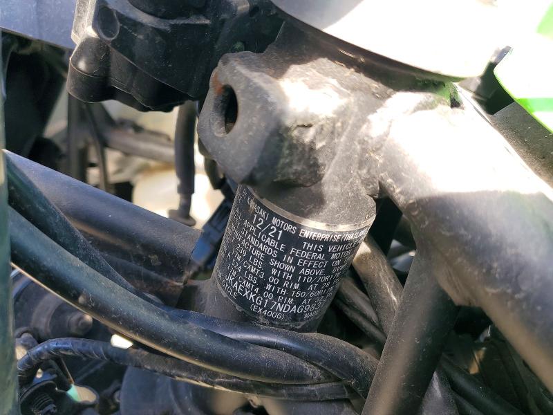 2022 Kawasaki Ex400 მანქანა იყიდება აუქციონზე, vin: JKAEXKG17NDAG9837, აუქციონის ნომერი: 78701585
