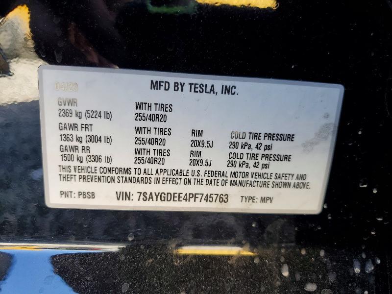 Aukcja sprzedaży 2023 Tesla Model Y, vin: 7SAYGDEE4PF745763, numer aukcji: 76968695