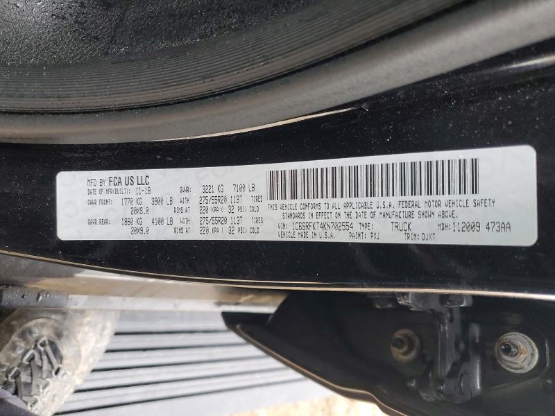 77146315 :رقم المزاد ، 1C6SRFKT4KN702554 vin ، 2019 Ram 1500 مزاد بيع